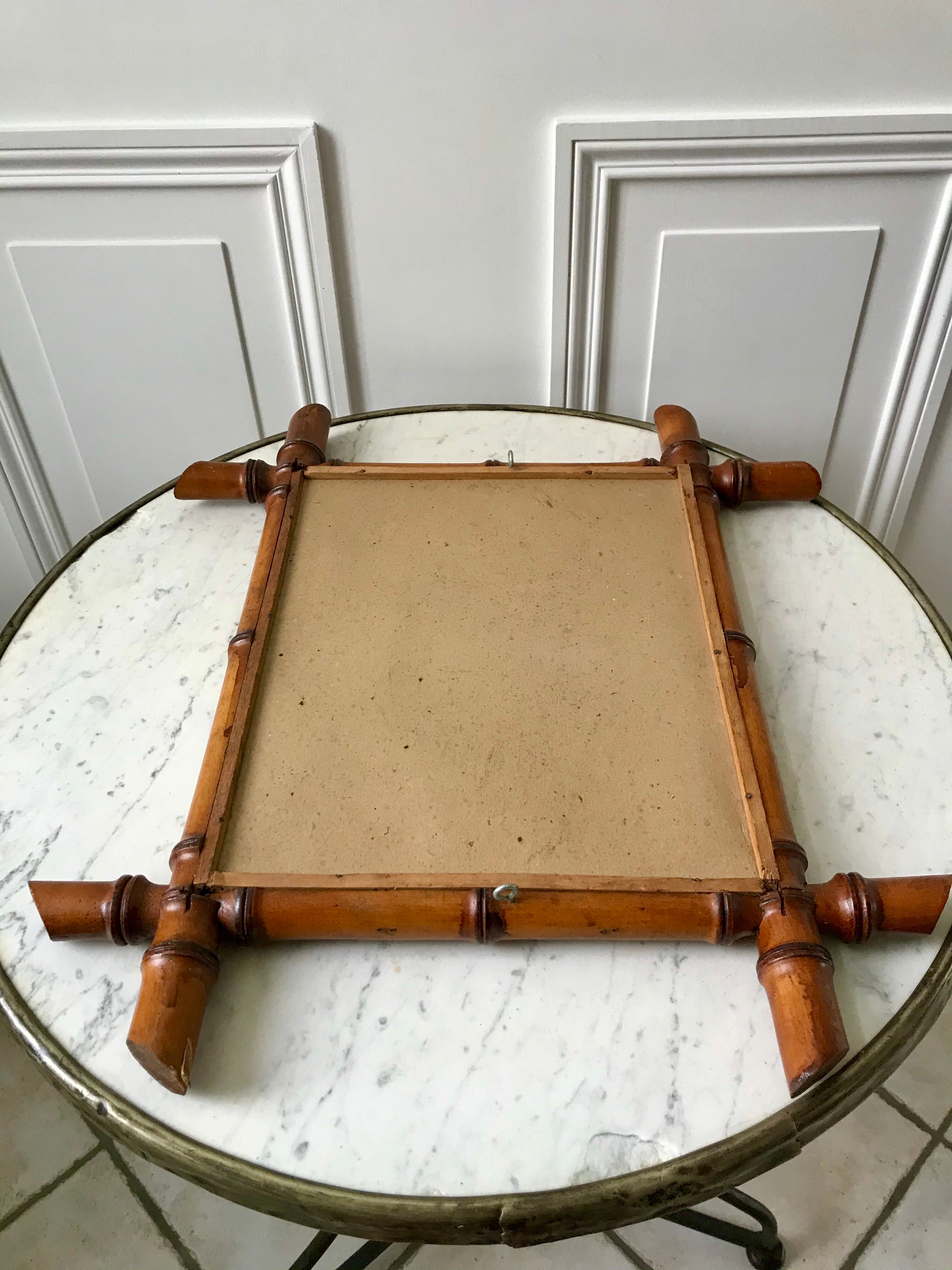 Wooden barber mirror Bamboo style 20-30s