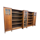 XL vintage wall unit in wood / bookshelf / cabinet (3.4m!)