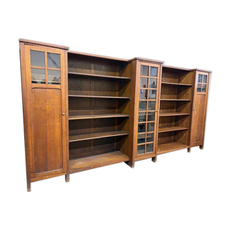 XL vintage wall unit in wood / bookshelf / cabinet (3.4m!)