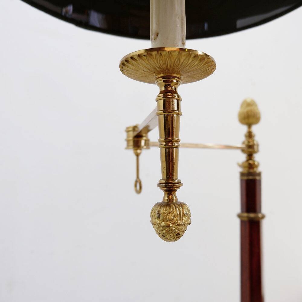 Library or reading floor lamp in brass and wood, mid-20th century.