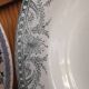 6 old mismatched deep plates Terre de Fer, glass and blue colors