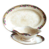 Antique table dish/vegetable dish with sauce boat, vintage crockery from the early 20th century