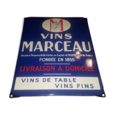 Authentic advertising enamel plate Wines Marceau 50'S (Alsatian enamel)