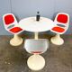 Vintage set of 3 tulip chairs and table, plastic, 70s