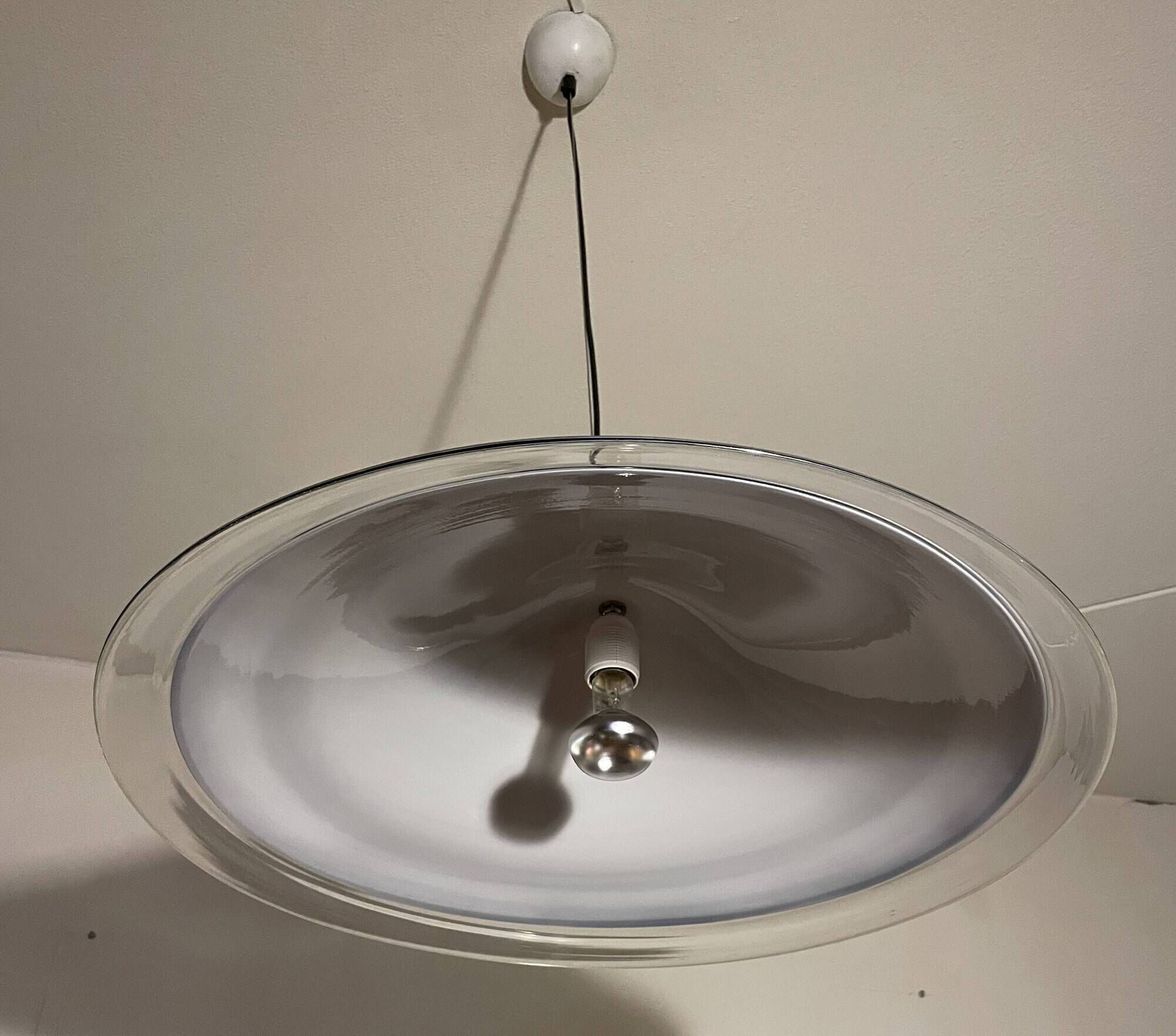 Leucos Murano glass, large round pendant lamp by Renato Toso, model Melania