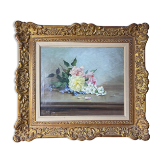 Huile sur toile « Bouquet de roses » Ernest Filliard (1868-1933)