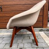 Armchair shell, renovated fabric with buckles, design F.Jiràk for Vertex, vintage Czech 1960s