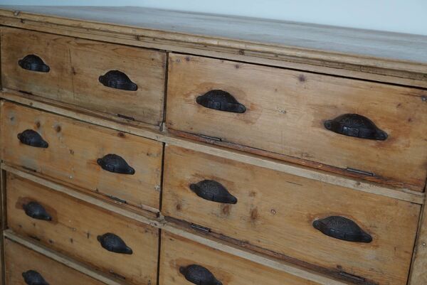 Meuble d'atelier ancien en pin allemand, début du XXe siècle