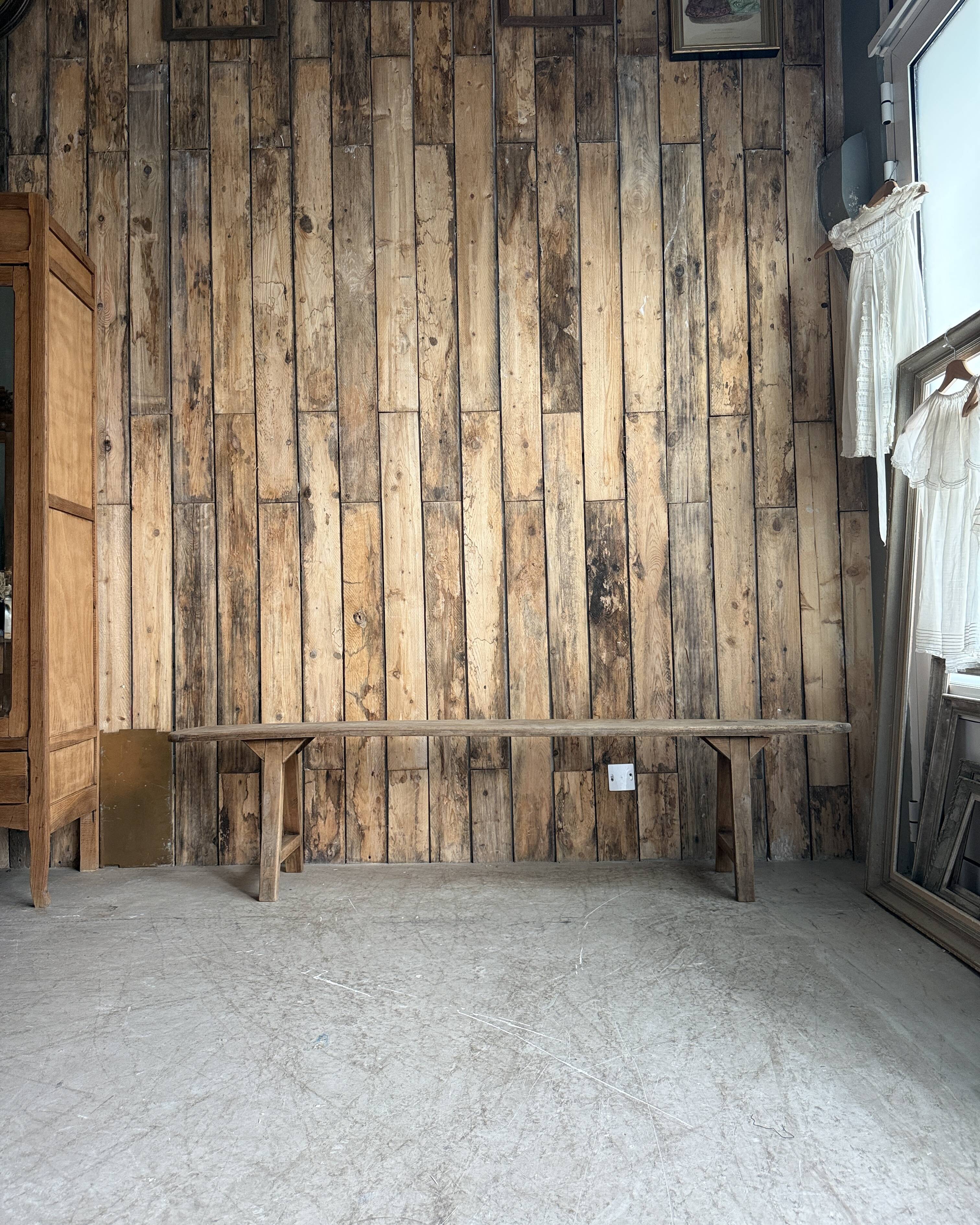 Old farmhouse bench in solid pine