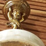 cherubic bronze lamp foot on marble base