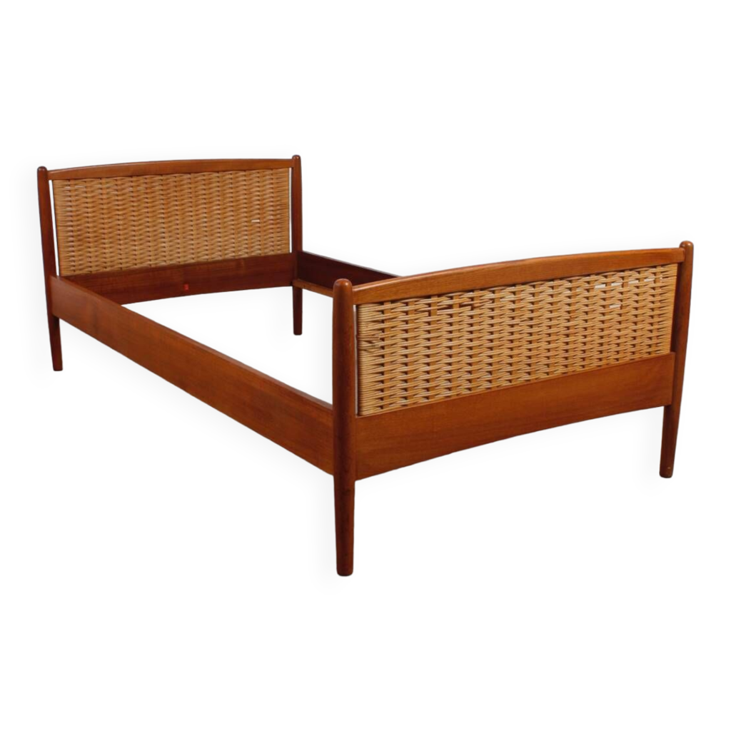 Vintage Teak Rattan Bed Danish Hygge Mid Century 60er Selency