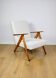Vintage armchair B-310 VAR white structural boucle 1970s - natural wood in beech colour