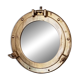 Porthole mirror in gilded brass, marine mirror