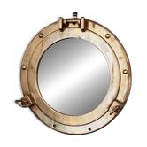 Porthole mirror in gilded brass, marine mirror