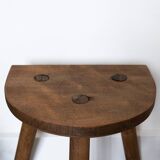 Set of 2 wooden tripod stools