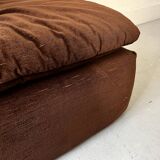 Cinna pouf in brown short velvet, Ligne roset 1970