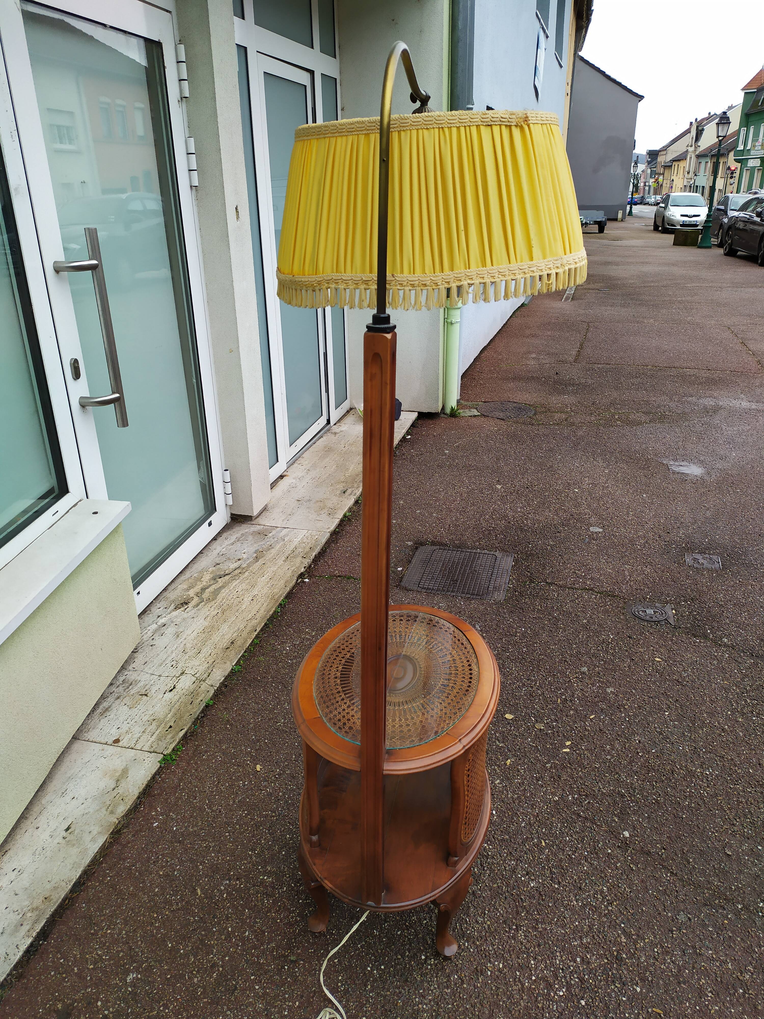 Floor lamp - wood - cane - glass