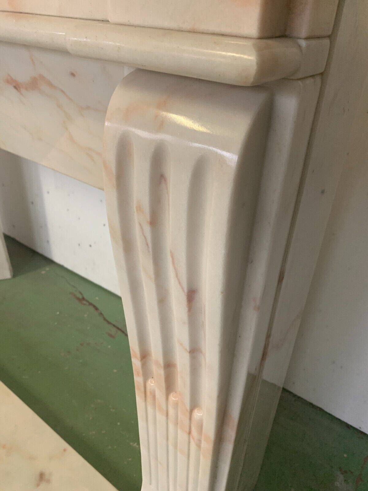 Louis XVI Style Fireplace In Pink Veined Marble XX Century