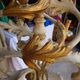 Lustre baroque Italien en bois et stuc doré 109 cm
