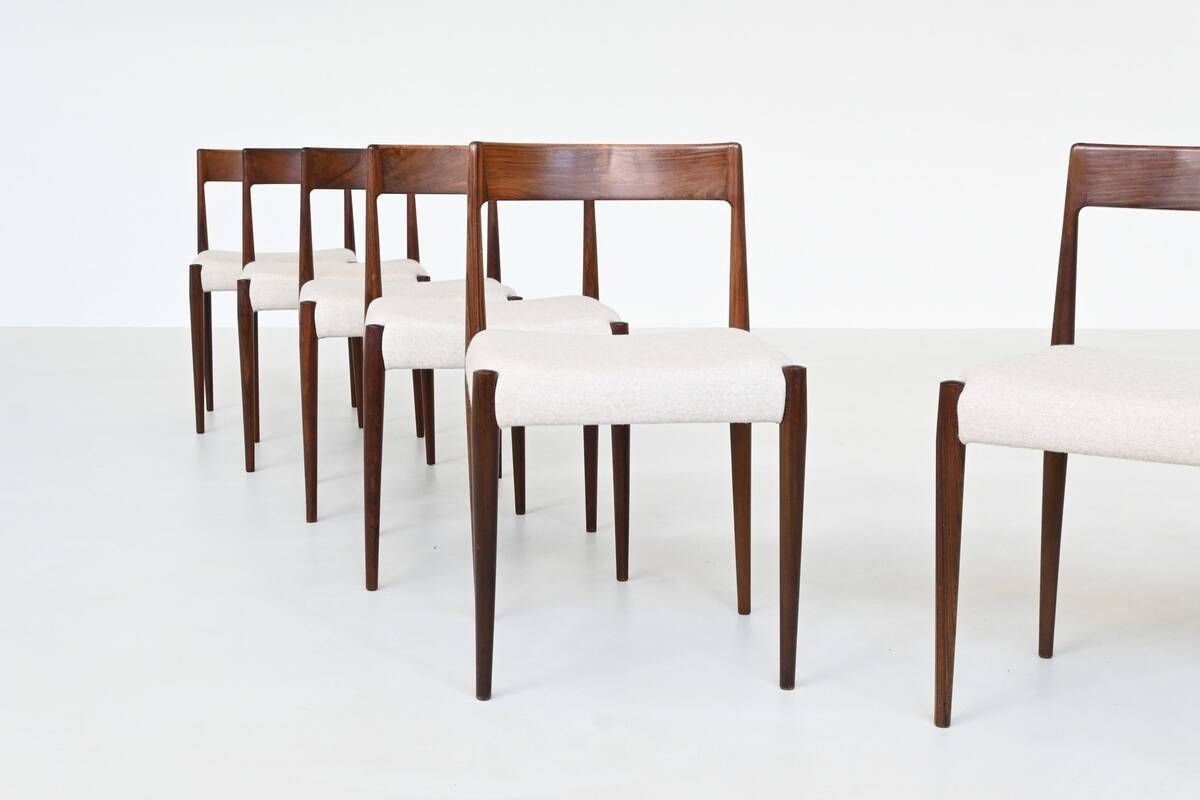 Kai Kristiansen set of twelve dining chairs rosewood Fritz Hansen Denmark 1961