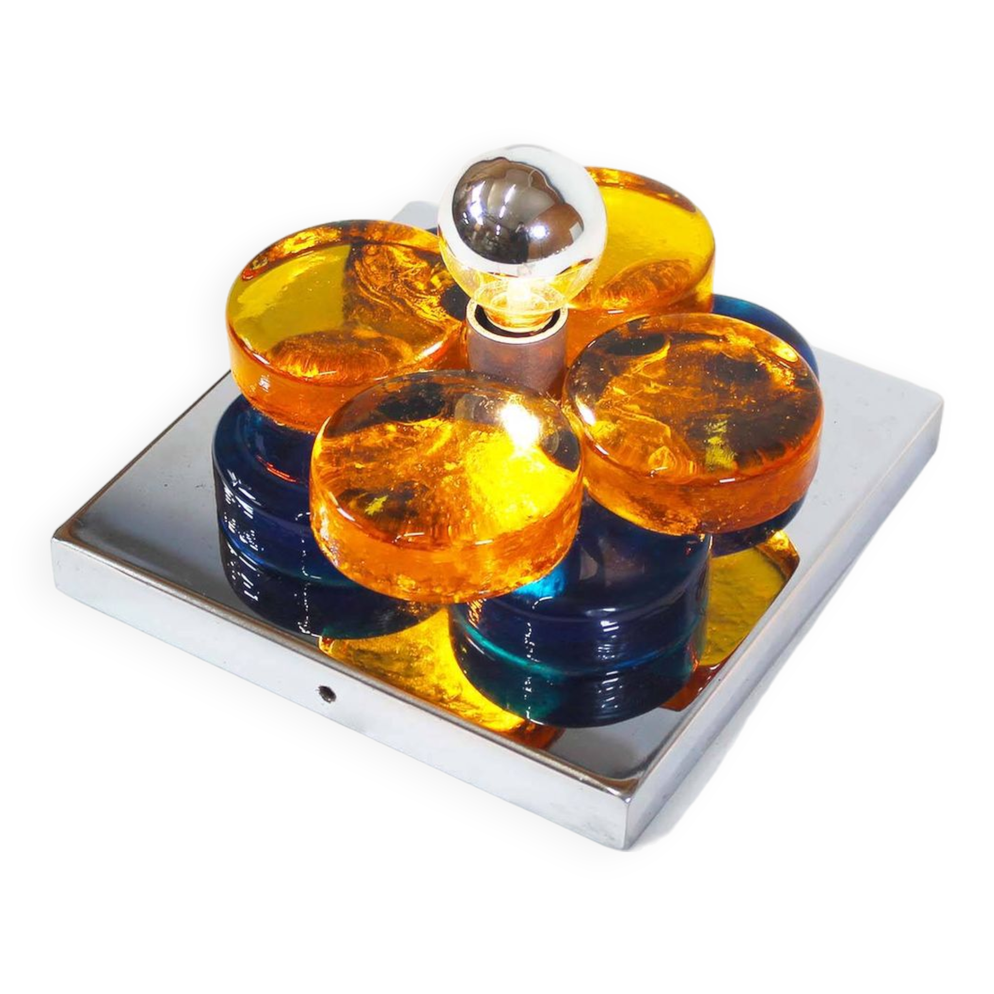 Brutalist glass wall sconce by Albano Poli for Poliarte, Italy 1970's