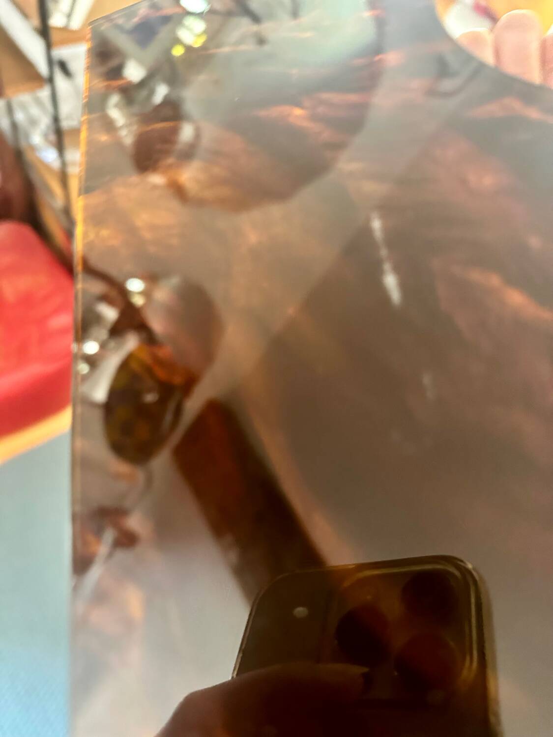 Vintage 70's lucite plexi tortoiseshell magazine rack
