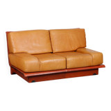 Two-seater leather sofa by Gérard Guermonprez, 1970