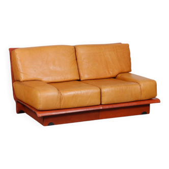 Two-seater leather sofa by Gérard Guermonprez, 1970