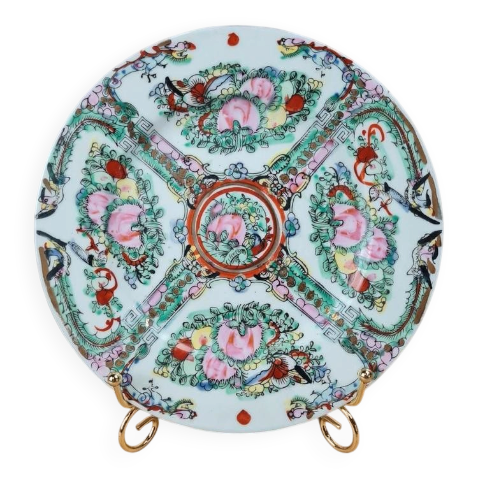 Antique plate made of Macao porcelain, hand-decorated.