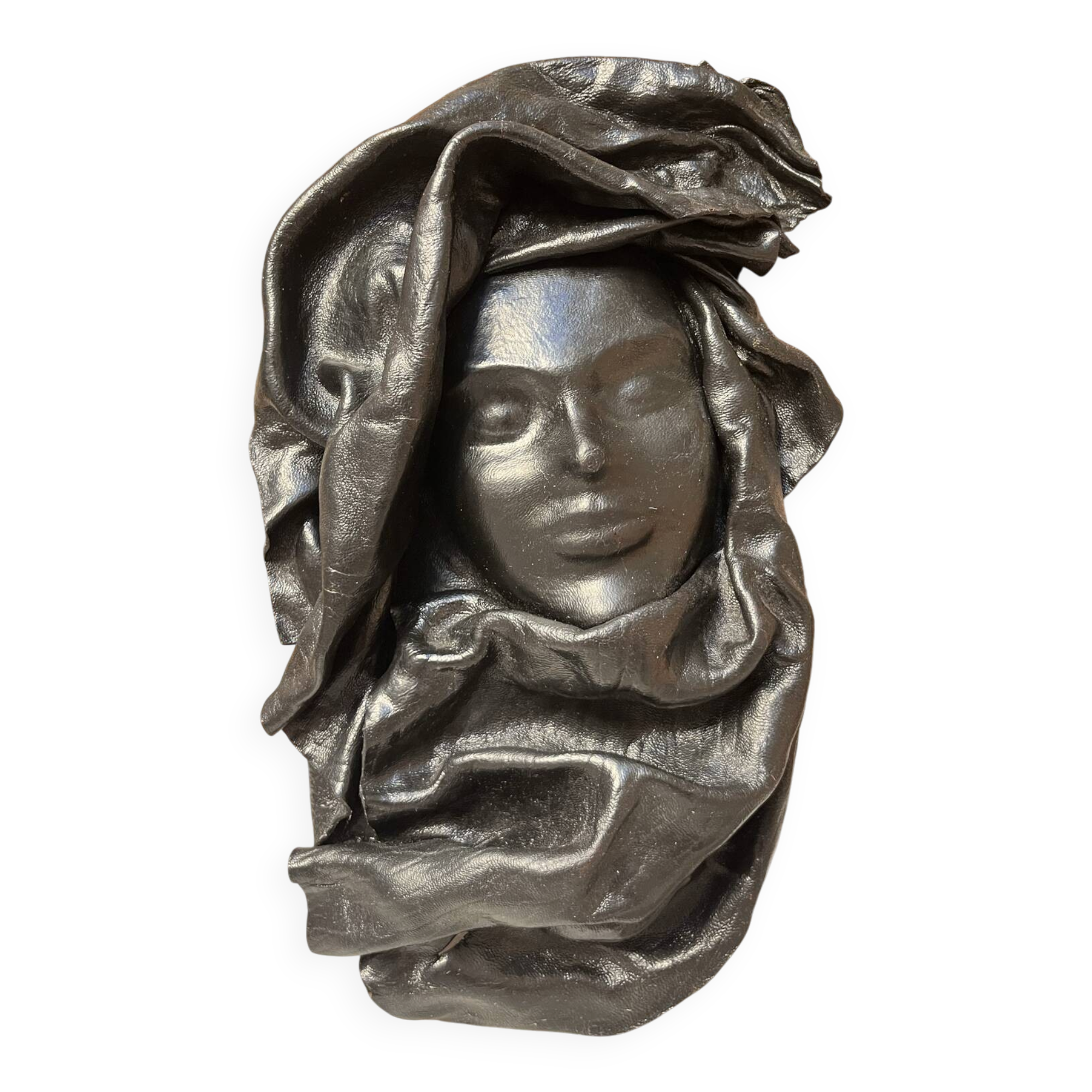 Masque vintage visage de femme en cuir