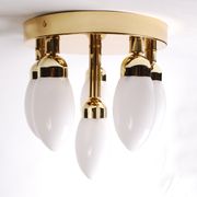 sputnik flush mount, atomic brass ceiling fixture with six opaline cone shaped globes, 1970's
