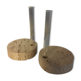 Pair of travertine soliflore from the 70s