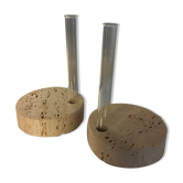 Pair of travertine soliflore from the 70s