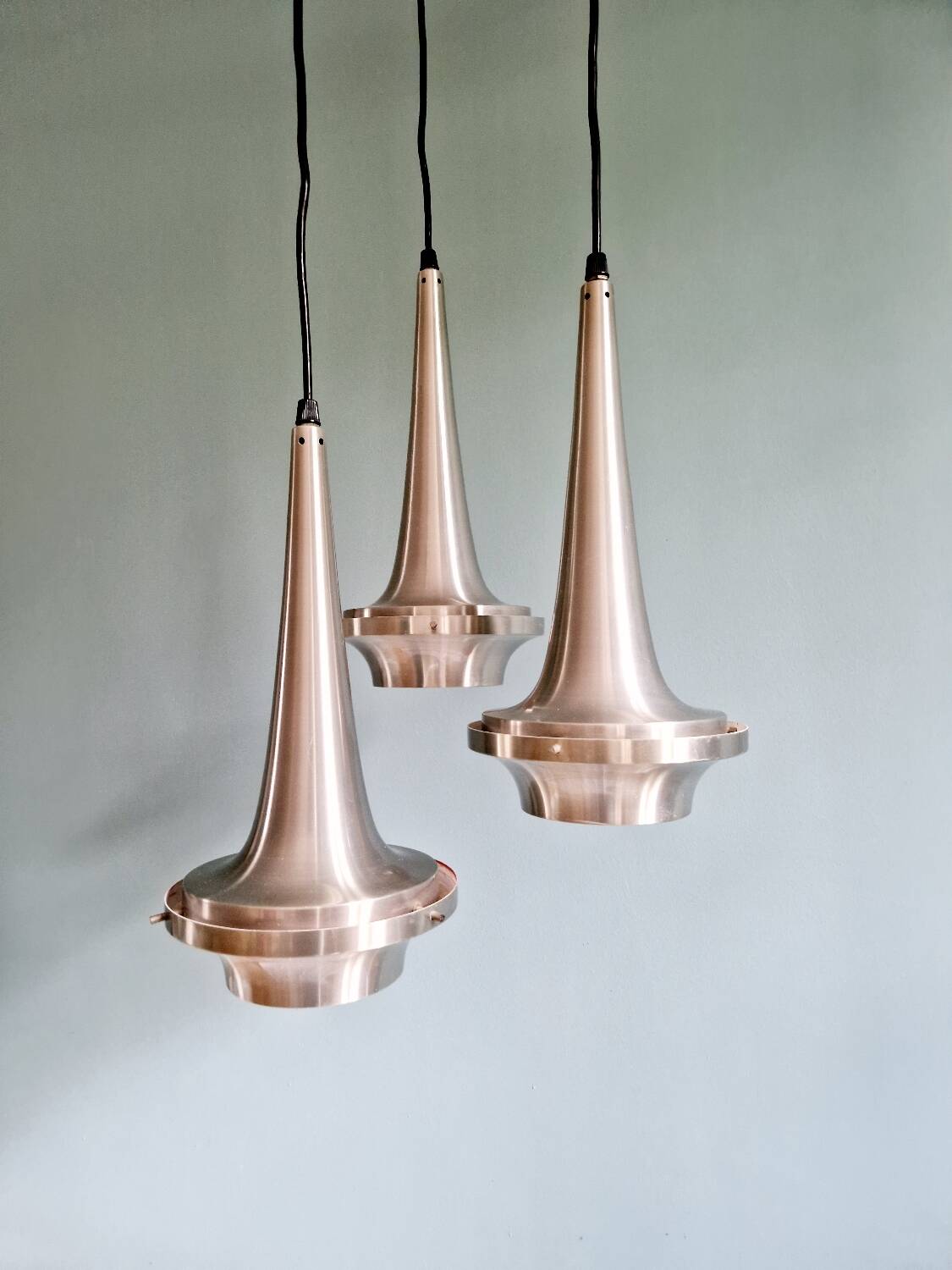 Lustre cascade Space Age en aluminium brossé, années 1960-70