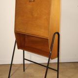 Vintage 1960s wooden secretary with metal legs.