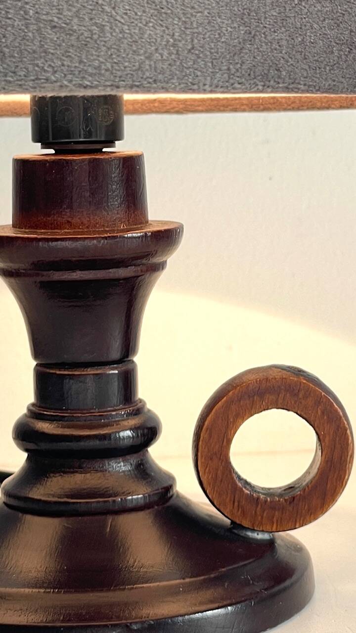 Vintage wooden candle holder lamp