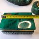 Vintage 70's Desk Set in Green Alabaster Malachite - 3 Pieces - Ita