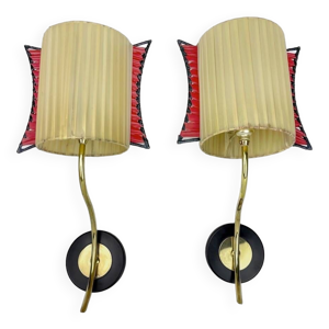 Paire d'appliques murales - laiton abat jour
