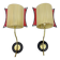 Pair of wall lights with cream silk shade and brass rod from the 1950s