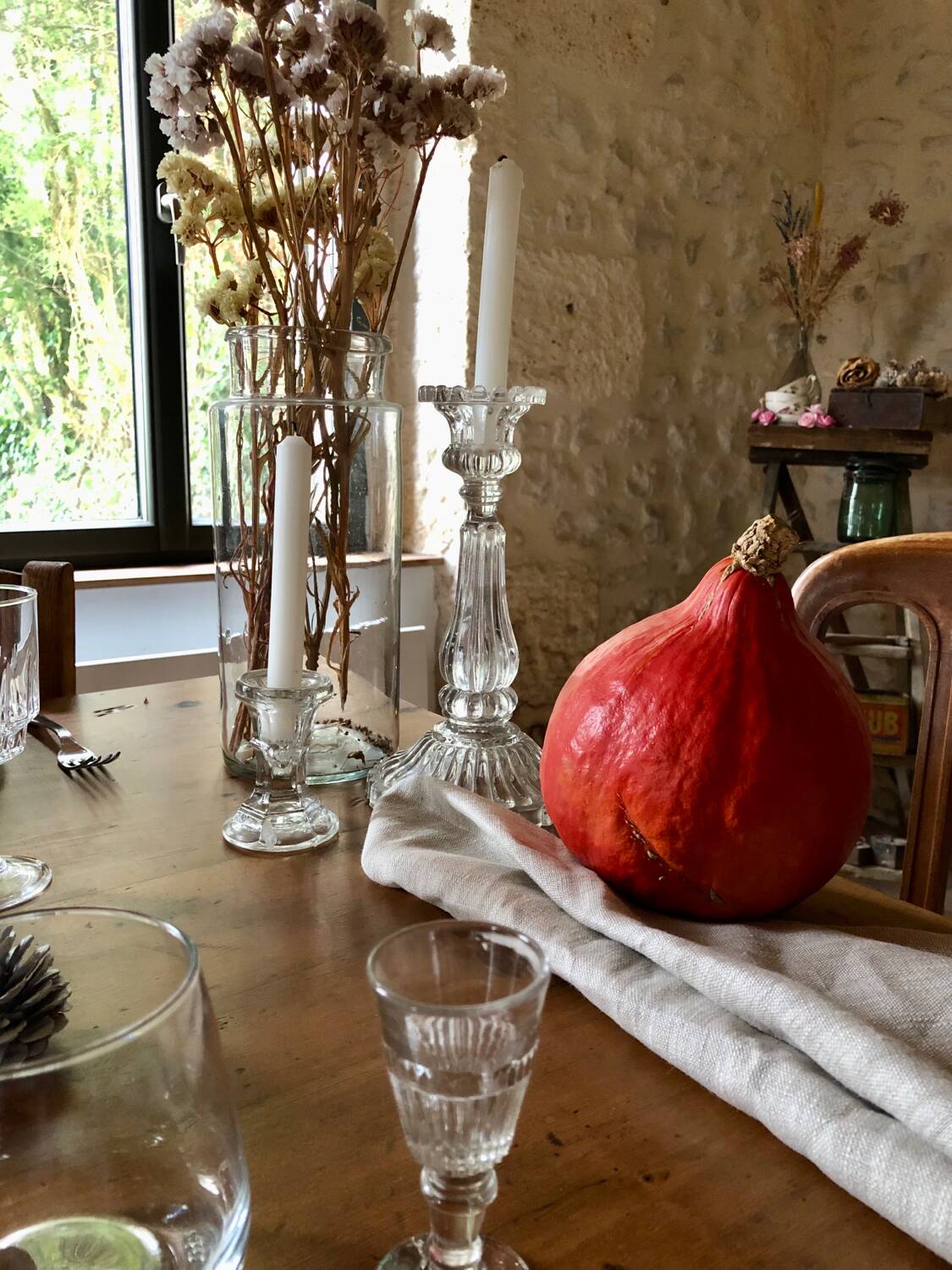 Antique glass candlestick