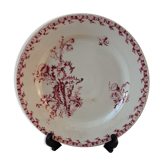 Plat rond terre de fer gien modèle "chardons" xixème