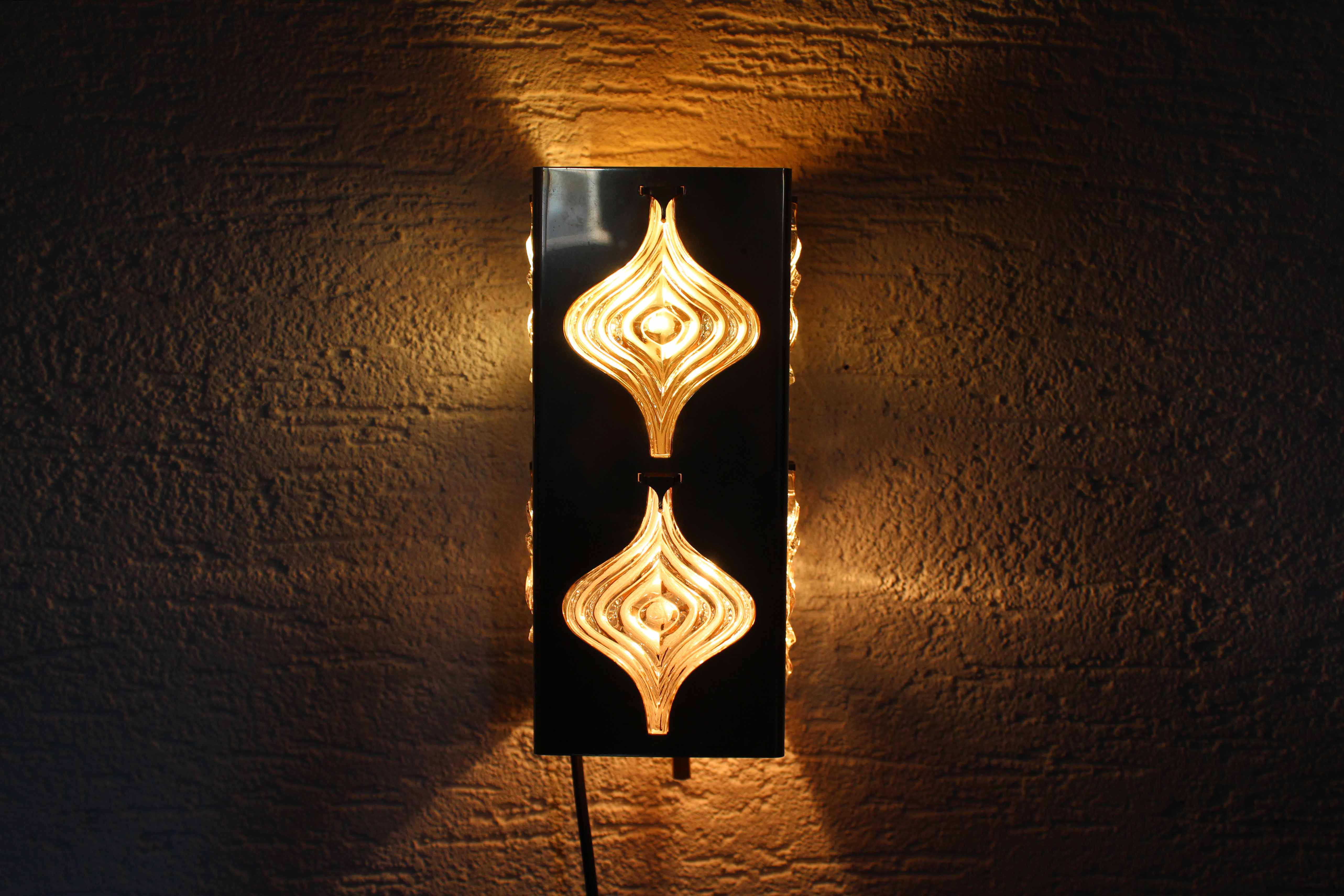 Pair of Palwa sconces in brass and crystal