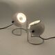 Paire de lampes globe oculaire Targetti rares en blanc et chrome, Italie, années 1970