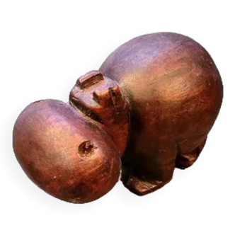 Hand-carved wooden hippopotamus