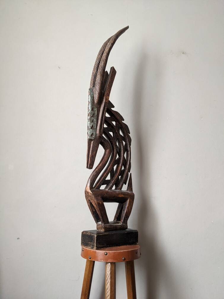 African art oryx wooden handcrafted sculpture ethnic tribal decoration