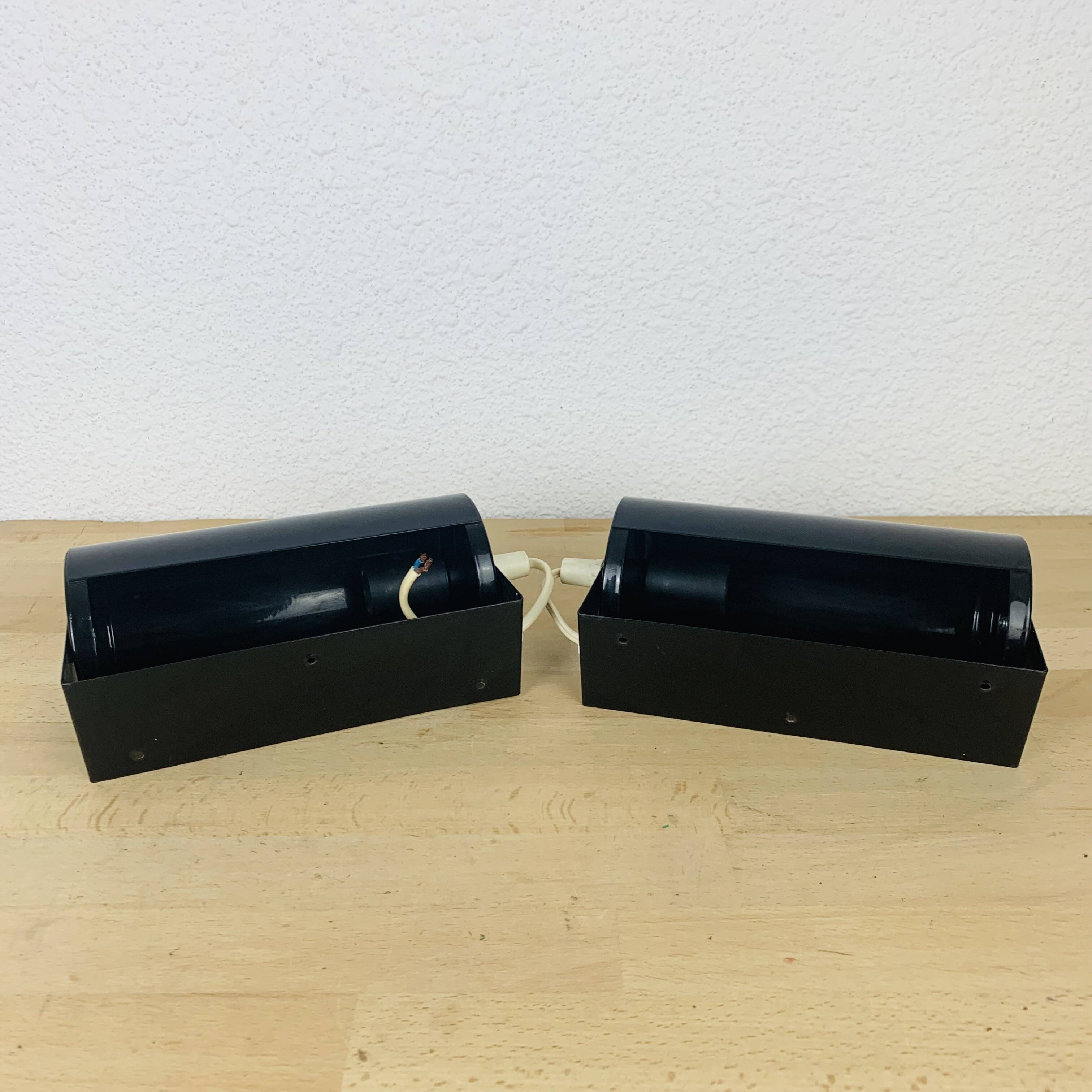 Pair of vintage black Ikea V413 roller wall lights