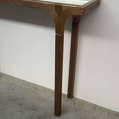 Vintage Deknudt gilt console table with beveled mirror top, Belgium, 1980s