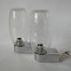 Pair of designer wall lights in blown glass and chrome by inda circa 1960-1970