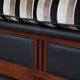 Luxury Art Deco 2.5-seater design sofa with beautiful woodwork and high-quality fabric upholstery