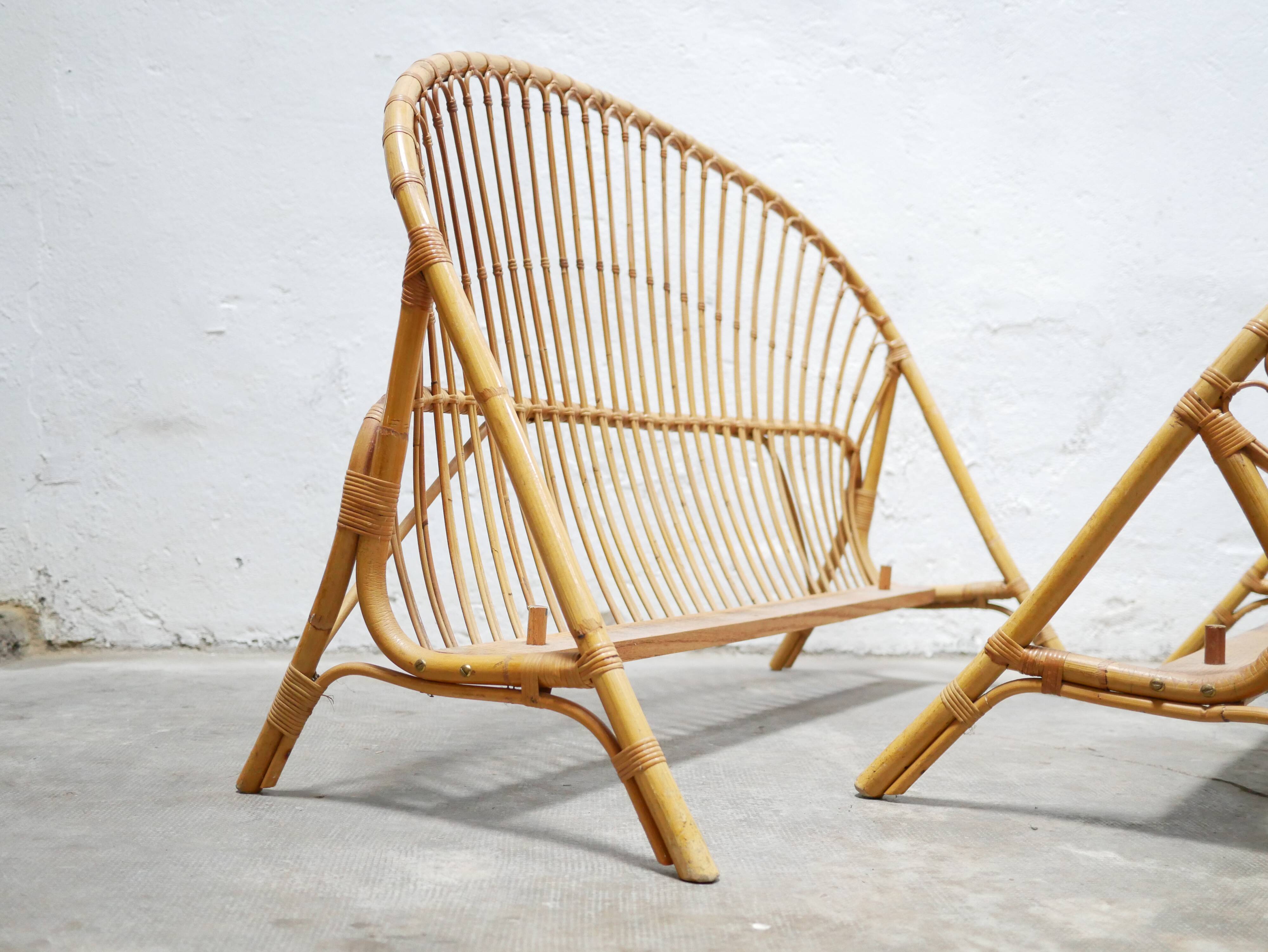 Vintage rattan basket bed 190cm x 120cm